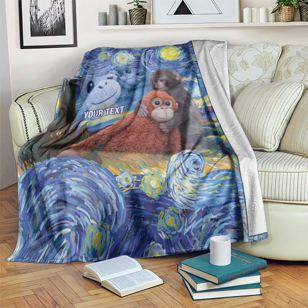 Baby Monkey Punch Personalized Blanket Starry Night Inspired