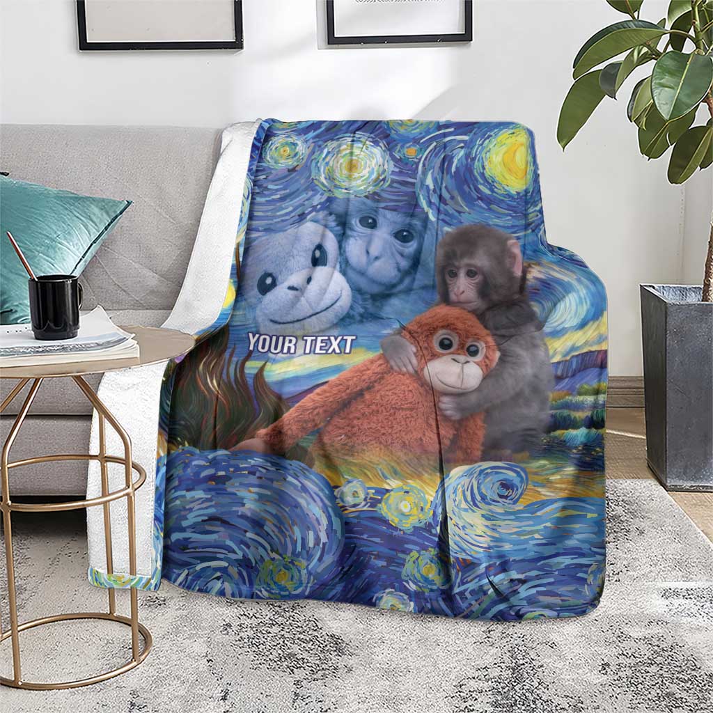 Baby Monkey Punch Personalized Blanket Starry Night Inspired
