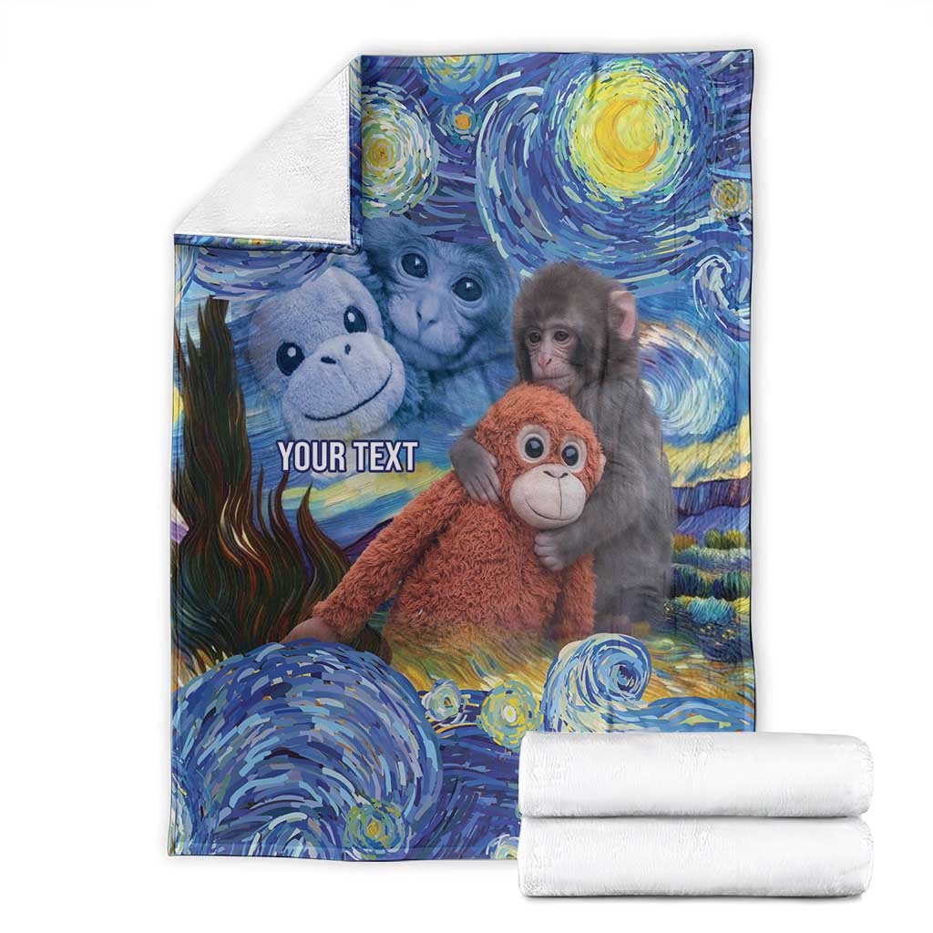 Baby Monkey Punch Personalized Blanket Starry Night Inspired