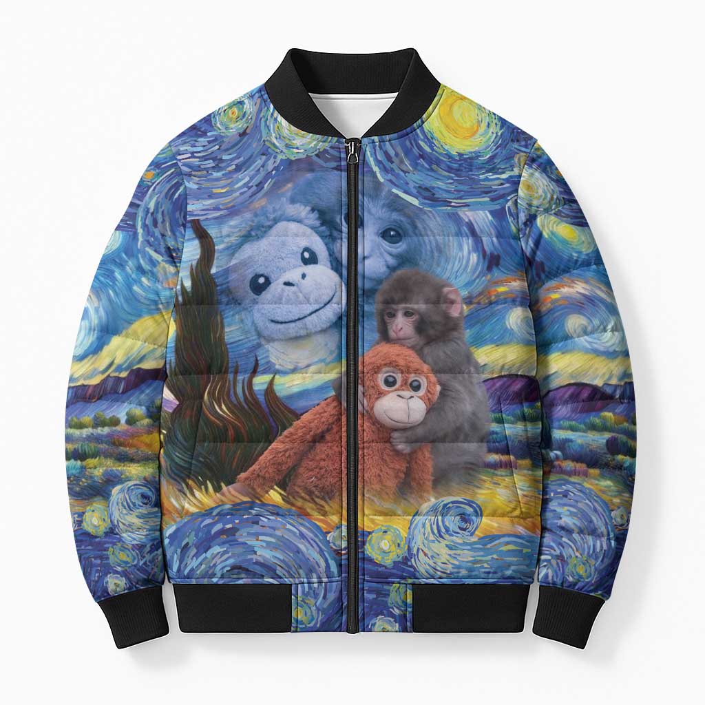 Baby Monkey Punch Personalized Bomber Puffer Jacket Starry Night Inspired