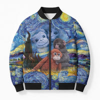 Baby Monkey Punch Personalized Bomber Puffer Jacket Starry Night Inspired