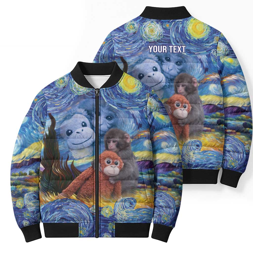 Baby Monkey Punch Personalized Bomber Puffer Jacket Starry Night Inspired
