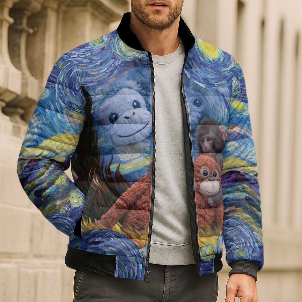 Baby Monkey Punch Personalized Bomber Puffer Jacket Starry Night Inspired
