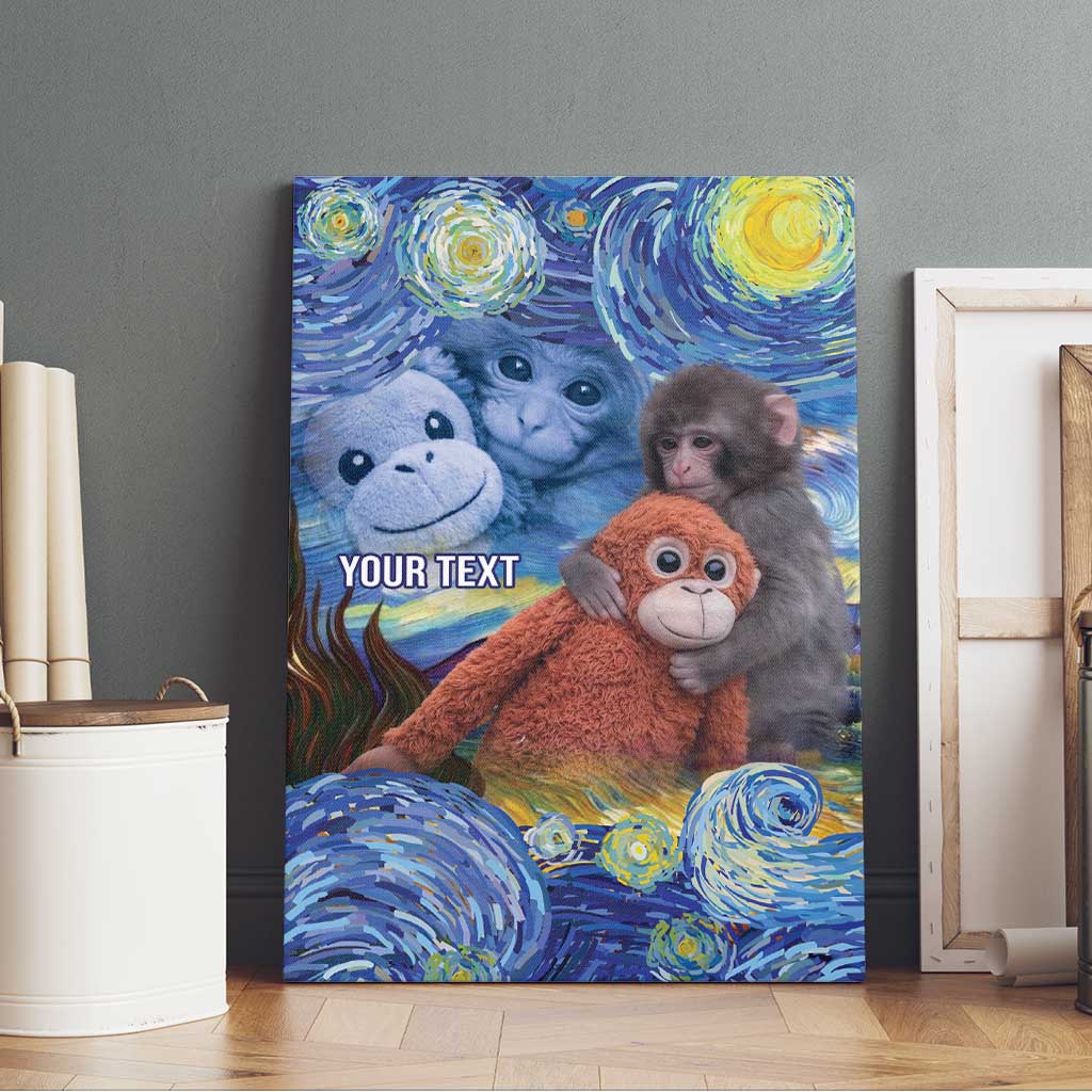 Baby Monkey Punch Personalized Canvas Wall Art Starry Night Inspired