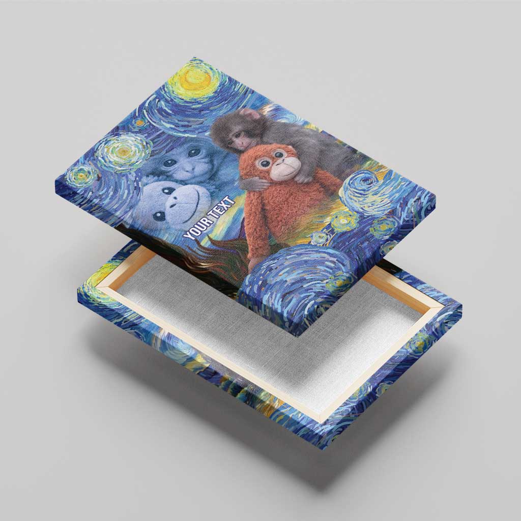 Baby Monkey Punch Personalized Canvas Wall Art Starry Night Inspired