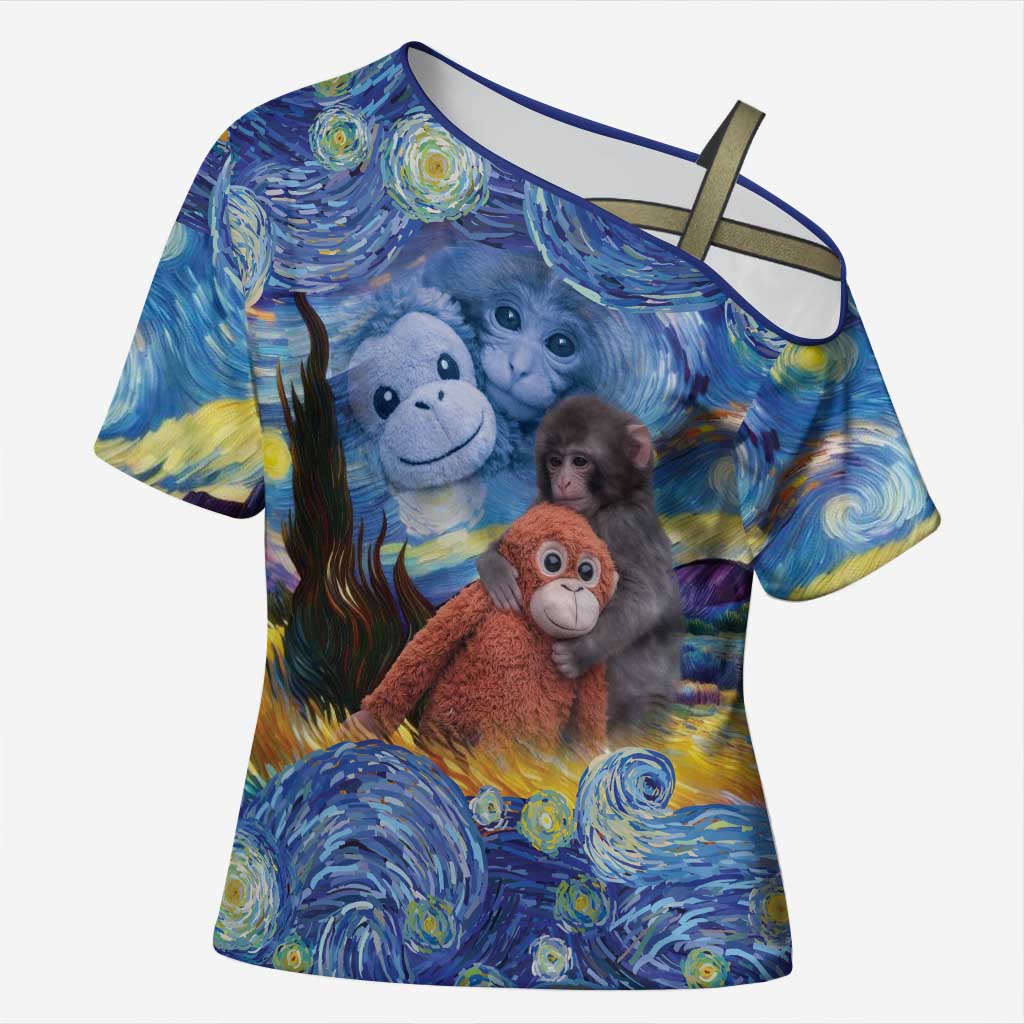 Baby Monkey Punch Personalized Cross Shoulder Shirt Starry Night Inspired