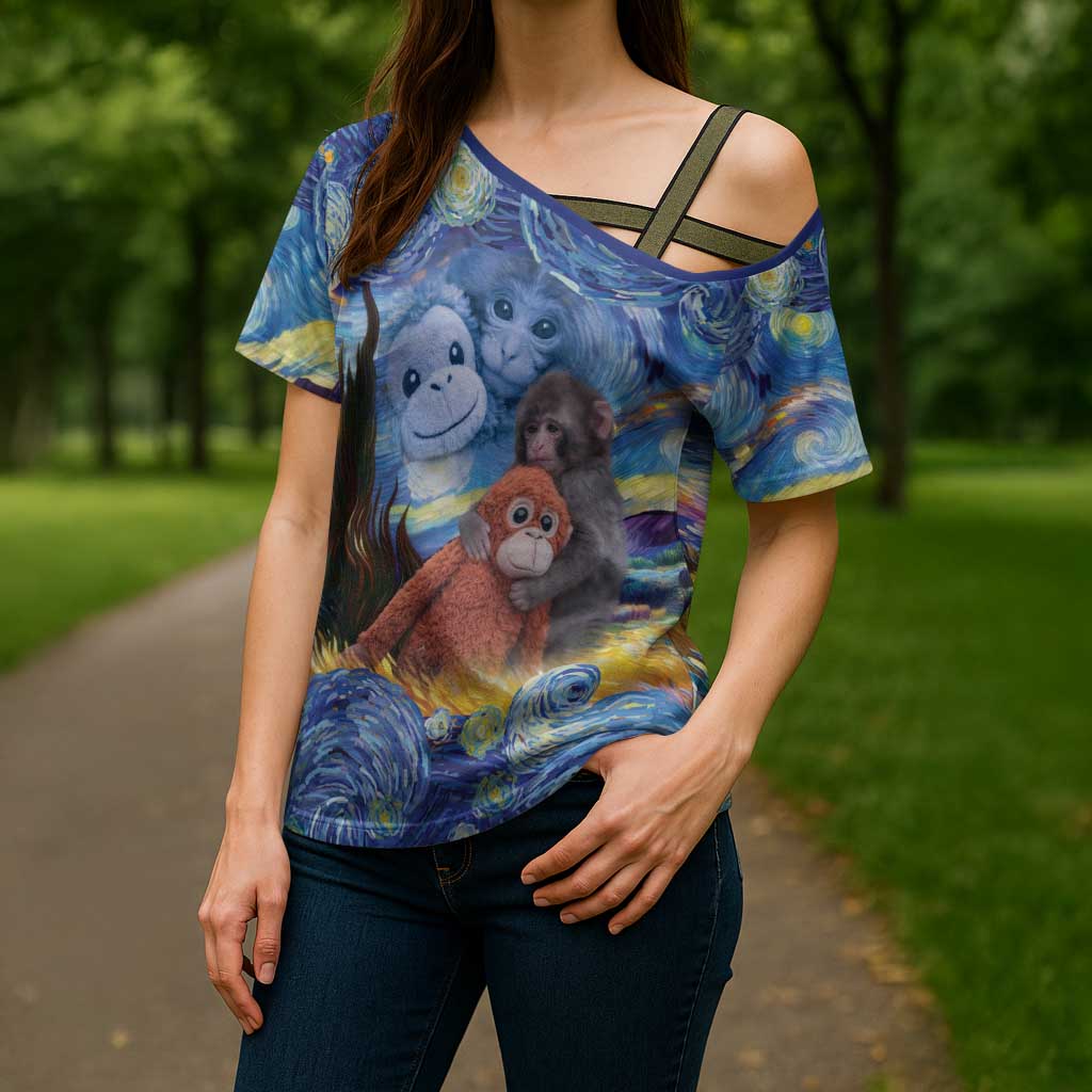 Baby Monkey Punch Personalized Cross Shoulder Shirt Starry Night Inspired