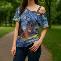 Baby Monkey Punch Personalized Cross Shoulder Shirt Starry Night Inspired
