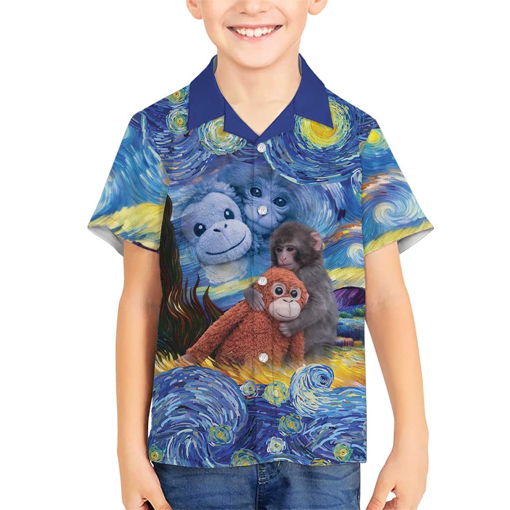 Baby Monkey Punch Personalized Kid Hawaiian Shirt Starry Night Inspired