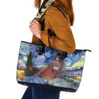 Baby Monkey Punch Personalized Leather Tote Bag Starry Night Inspired