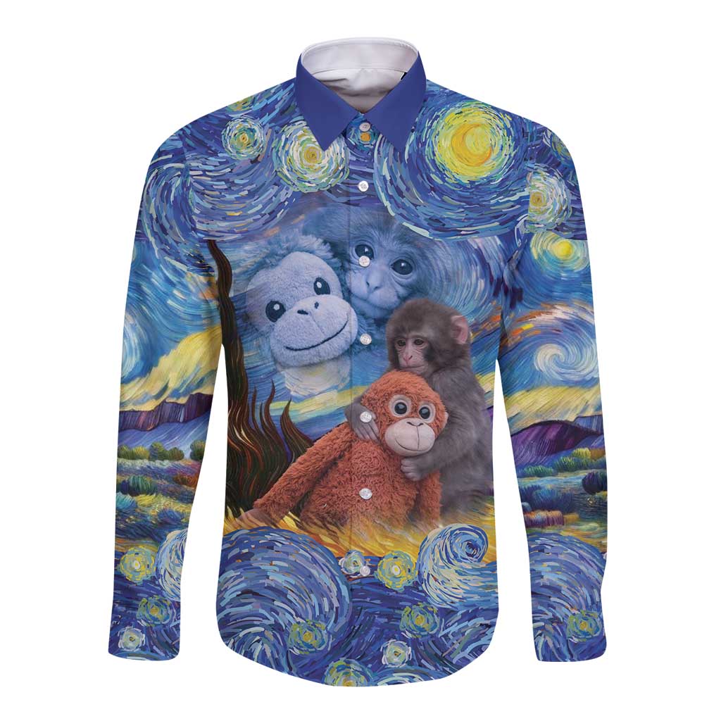 Baby Monkey Punch Personalized Long Sleeve Button Shirt Starry Night Inspired
