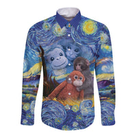 Baby Monkey Punch Personalized Long Sleeve Button Shirt Starry Night Inspired