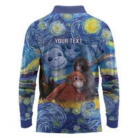 Baby Monkey Punch Personalized Long Sleeve Polo Shirt Starry Night Inspired