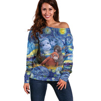 Baby Monkey Punch Personalized Off Shoulder Sweater Starry Night Inspired