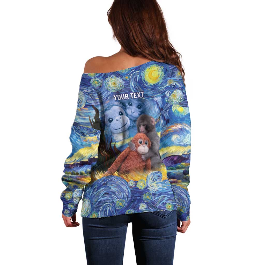 Baby Monkey Punch Personalized Off Shoulder Sweater Starry Night Inspired