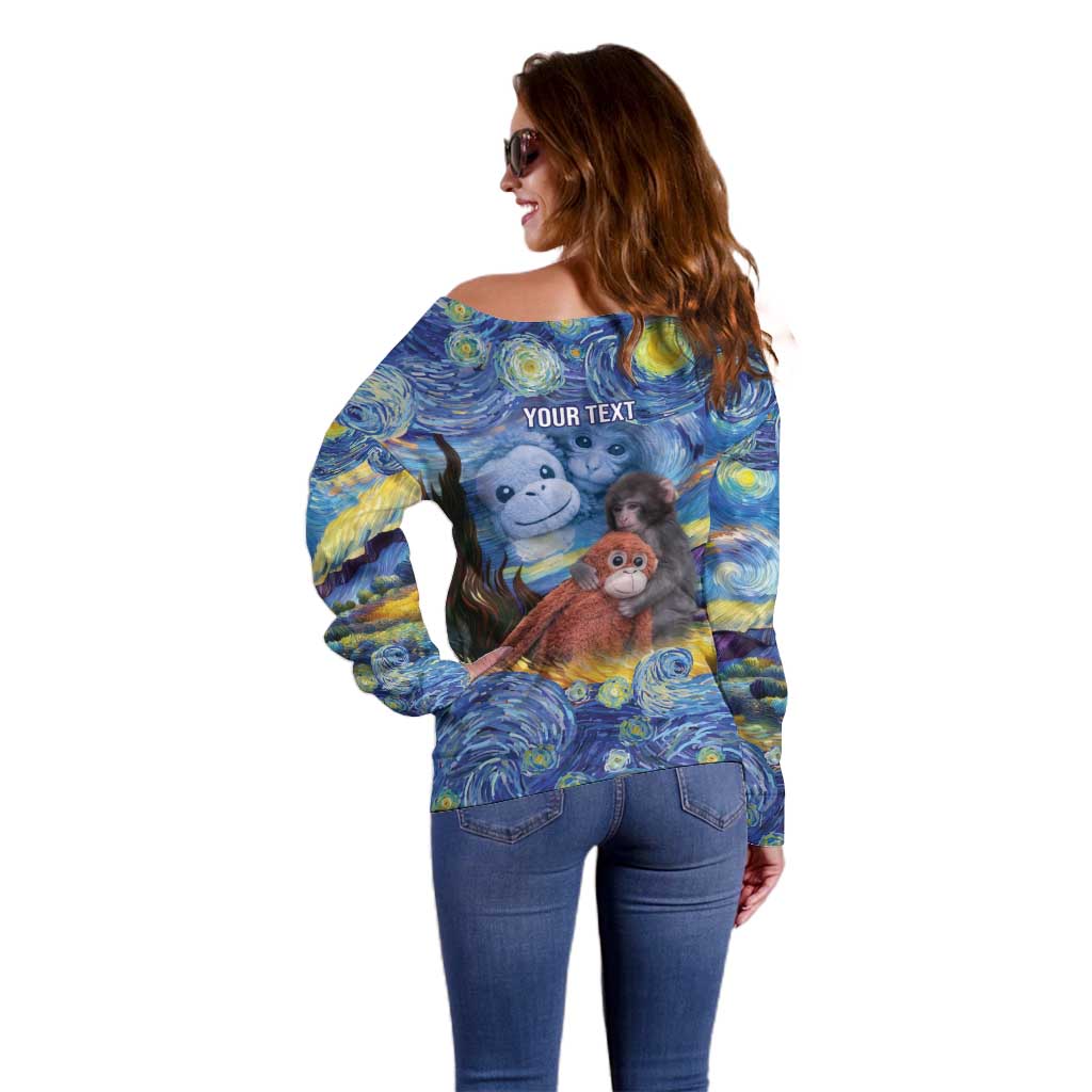 Baby Monkey Punch Personalized Off Shoulder Sweater Starry Night Inspired