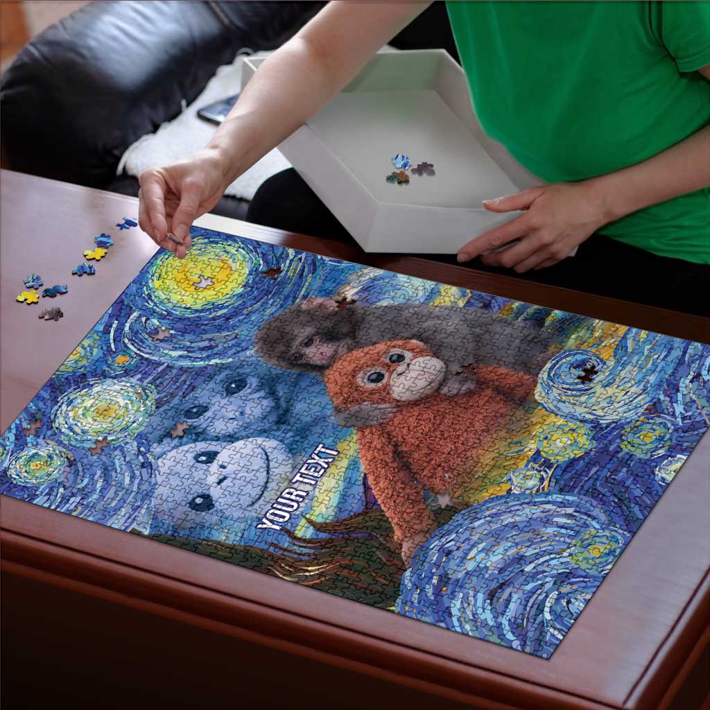 Baby Monkey Punch Personalized Puzzle Starry Night Inspired