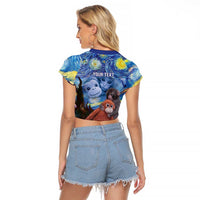 Baby Monkey Punch Personalized Raglan Cropped T Shirt Starry Night Inspired