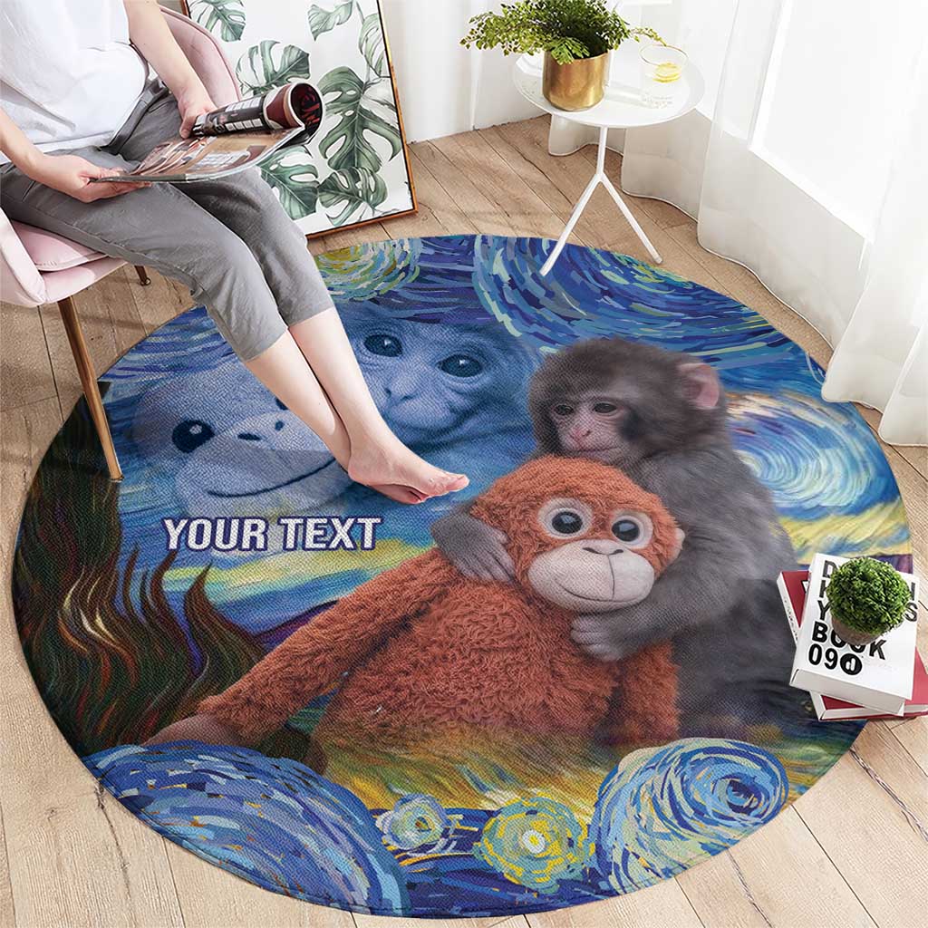 Baby Monkey Punch Personalized Round Carpet Starry Night Inspired