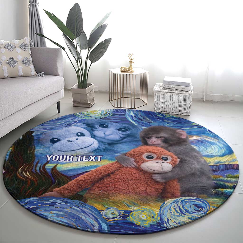 Baby Monkey Punch Personalized Round Carpet Starry Night Inspired