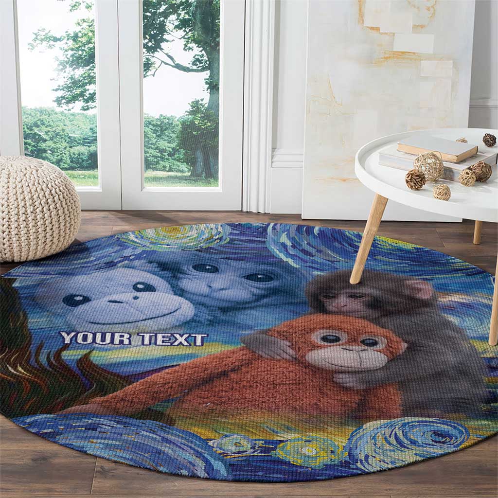 Baby Monkey Punch Personalized Round Carpet Starry Night Inspired