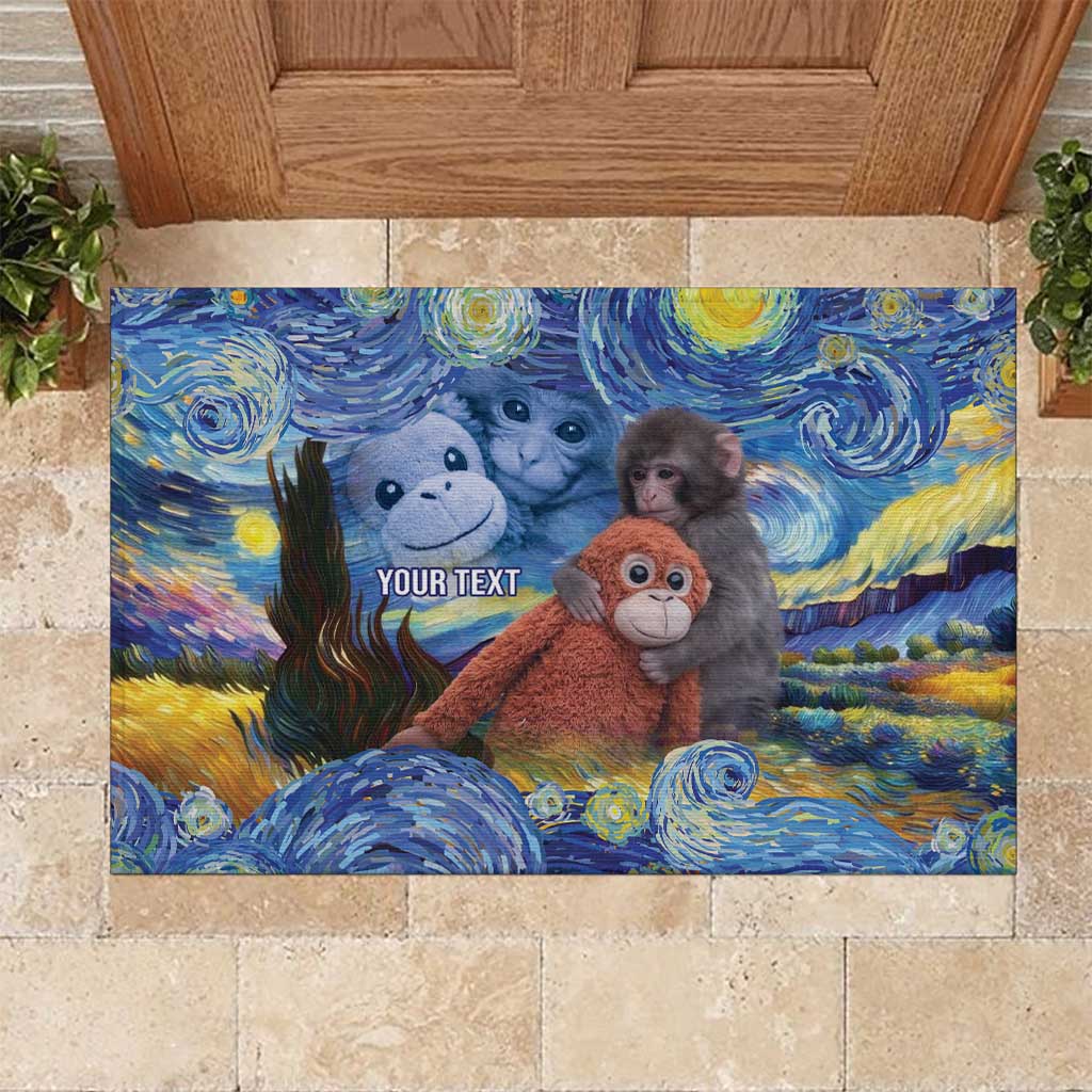 Baby Monkey Punch Personalized Rubber Doormat Starry Night Inspired