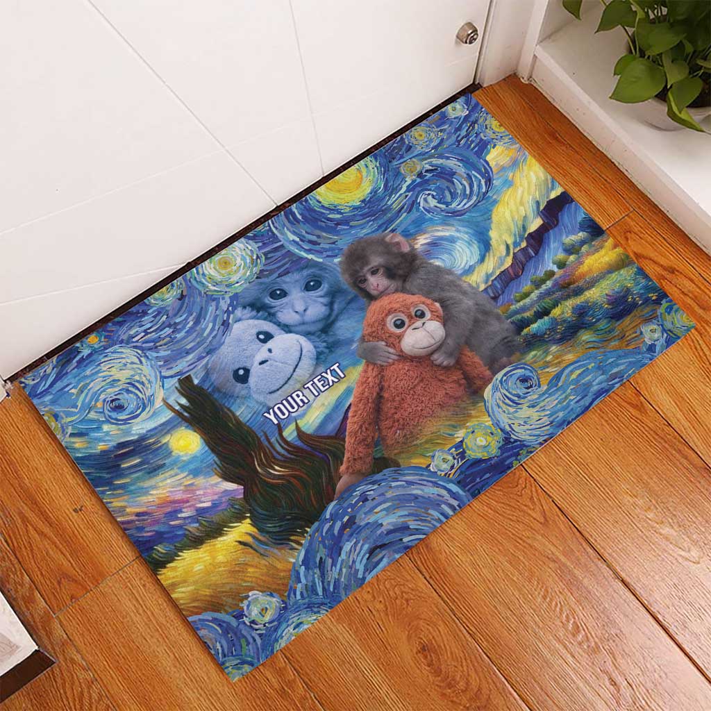 Baby Monkey Punch Personalized Rubber Doormat Starry Night Inspired