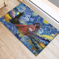 Baby Monkey Punch Personalized Rubber Doormat Starry Night Inspired