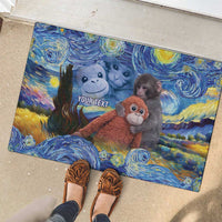 Baby Monkey Punch Personalized Rubber Doormat Starry Night Inspired
