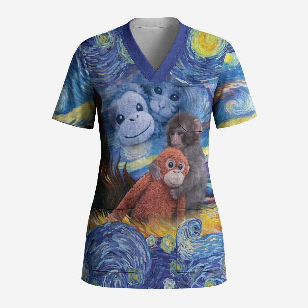 Baby Monkey Punch Personalized Scrub Top Starry Night Inspired