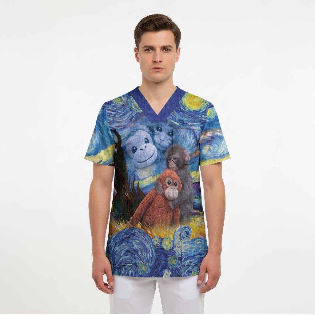 Baby Monkey Punch Personalized Scrub Top Starry Night Inspired