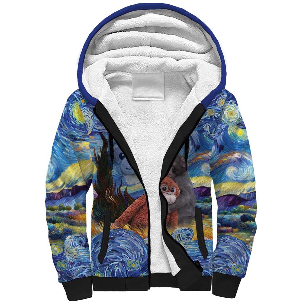 Baby Monkey Punch Personalized Sherpa Hoodie Starry Night Inspired