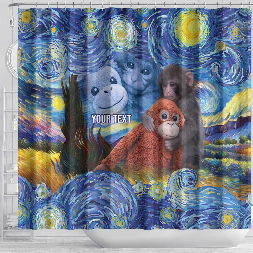 Baby Monkey Punch Personalized Shower Curtain Starry Night Inspired