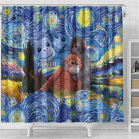Baby Monkey Punch Personalized Shower Curtain Starry Night Inspired