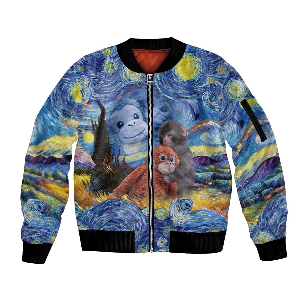 Baby Monkey Punch Personalized Sleeve Zip Bomber Jacket Starry Night Inspired