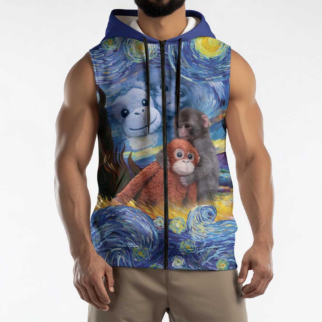Baby Monkey Punch Personalized Sleeveless Zip Hoodie Starry Night Inspired