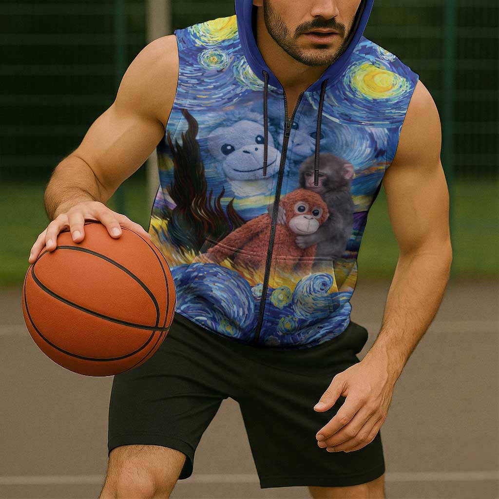 Baby Monkey Punch Personalized Sleeveless Zip Hoodie Starry Night Inspired