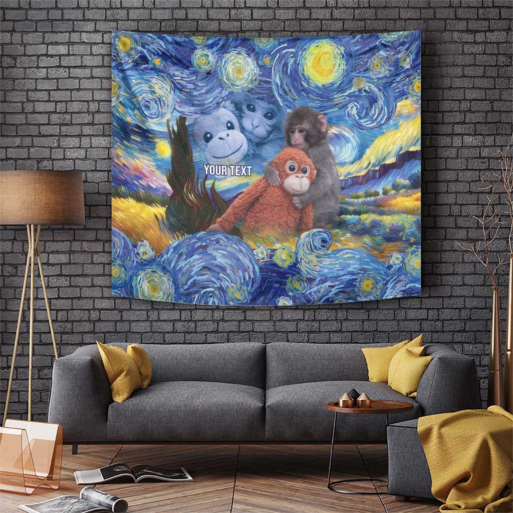 Baby Monkey Punch Personalized Tapestry Starry Night Inspired