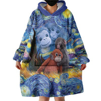 Baby Monkey Punch Personalized Wearable Blanket Hoodie Starry Night Inspired