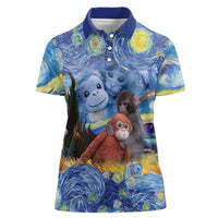 Baby Monkey Punch Personalized Women Polo Shirt Starry Night Inspired