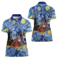 Baby Monkey Punch Personalized Women Polo Shirt Starry Night Inspired