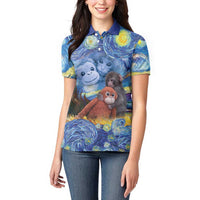 Baby Monkey Punch Personalized Women Polo Shirt Starry Night Inspired