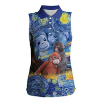Baby Monkey Punch Personalized Women Sleeveless Polo Shirt Starry Night Inspired