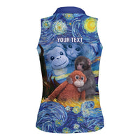 Baby Monkey Punch Personalized Women Sleeveless Polo Shirt Starry Night Inspired