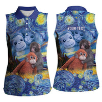 Baby Monkey Punch Personalized Women Sleeveless Polo Shirt Starry Night Inspired