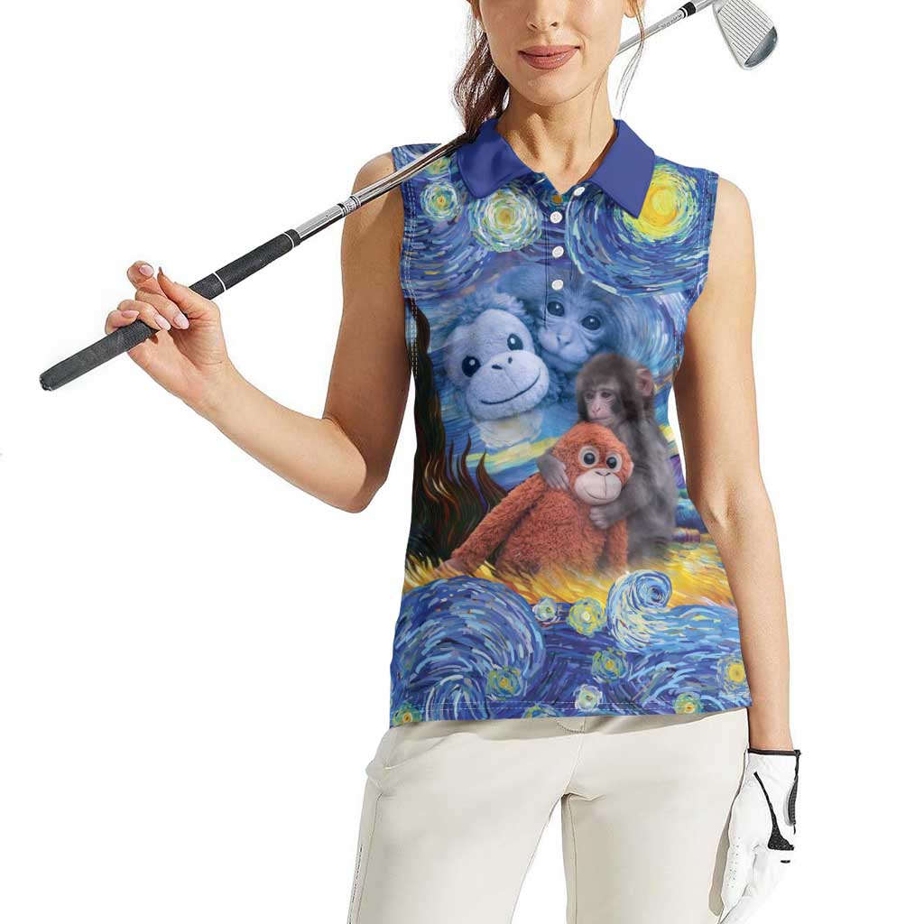Baby Monkey Punch Personalized Women Sleeveless Polo Shirt Starry Night Inspired