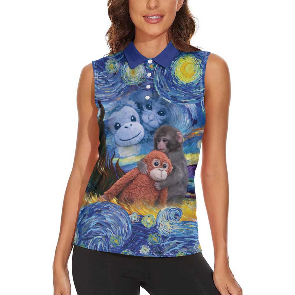 Baby Monkey Punch Personalized Women Sleeveless Polo Shirt Starry Night Inspired