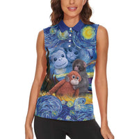 Baby Monkey Punch Personalized Women Sleeveless Polo Shirt Starry Night Inspired