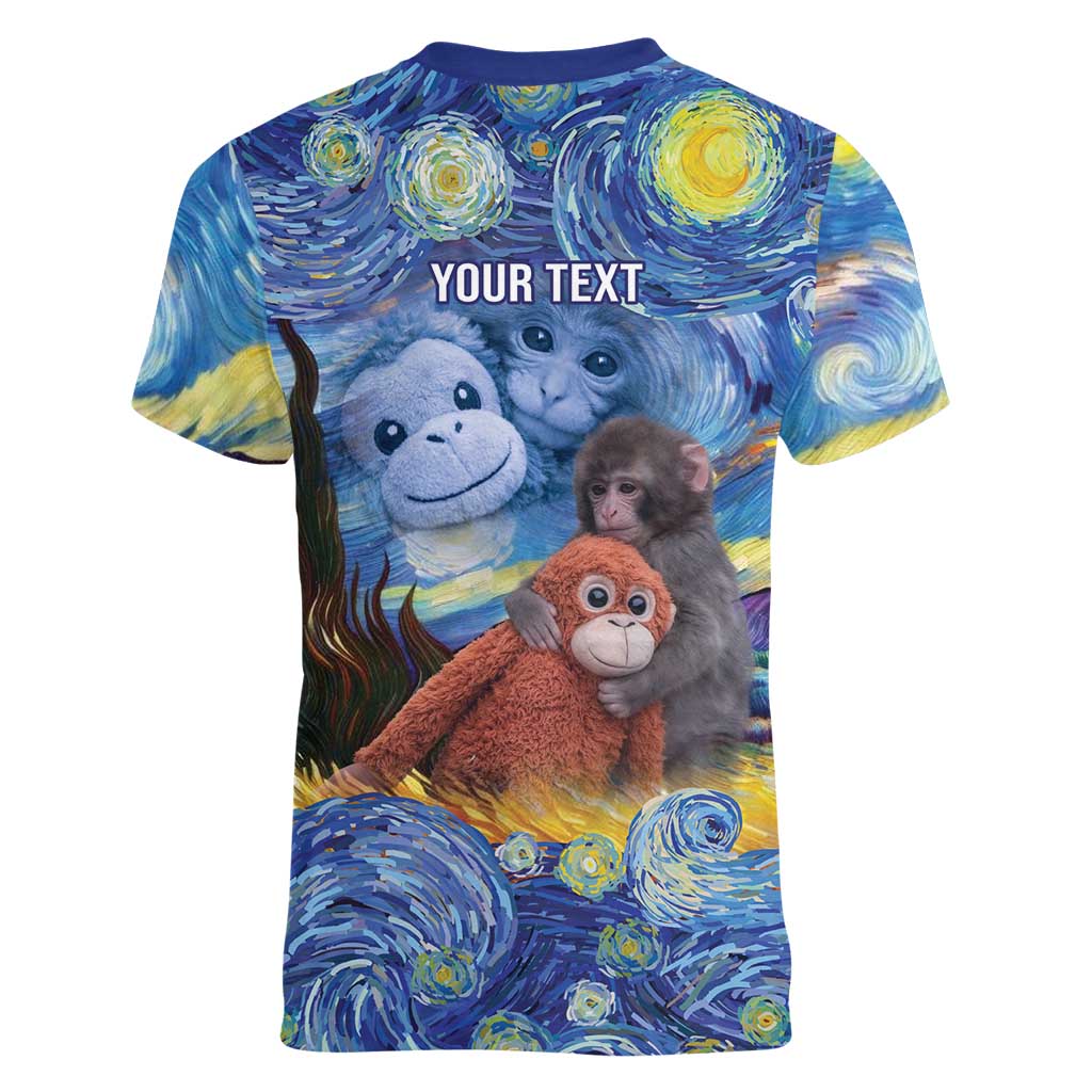 Baby Monkey Punch Personalized Women V-Neck T-Shirt Starry Night Inspired