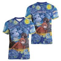Baby Monkey Punch Personalized Women V-Neck T-Shirt Starry Night Inspired